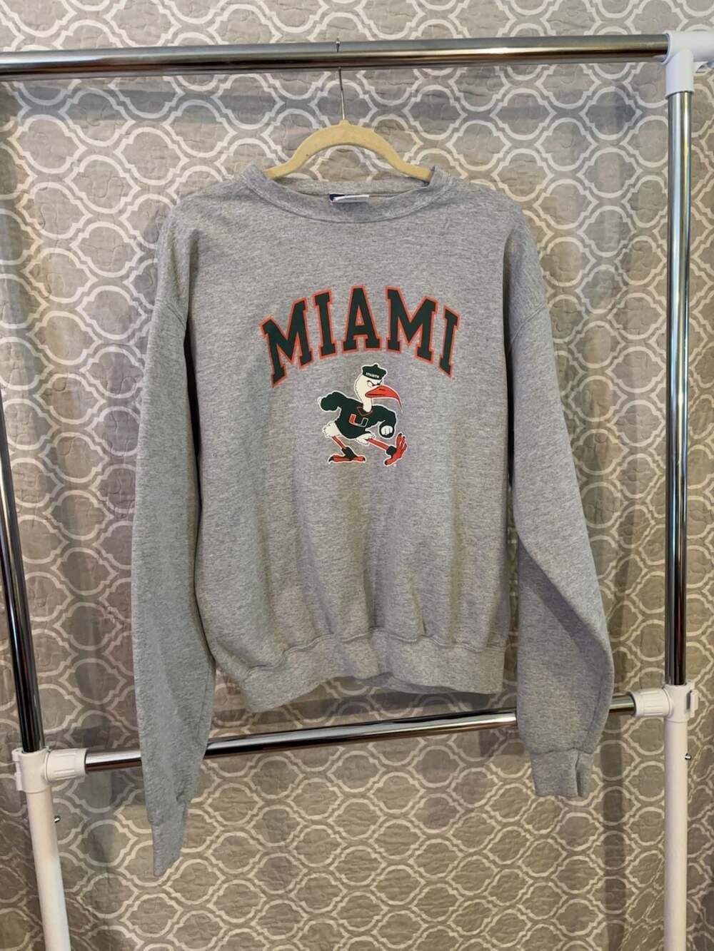 Vntg Miami University Hurricanes Sweatshirt XL Russell Sebastian Ibis Bird USA